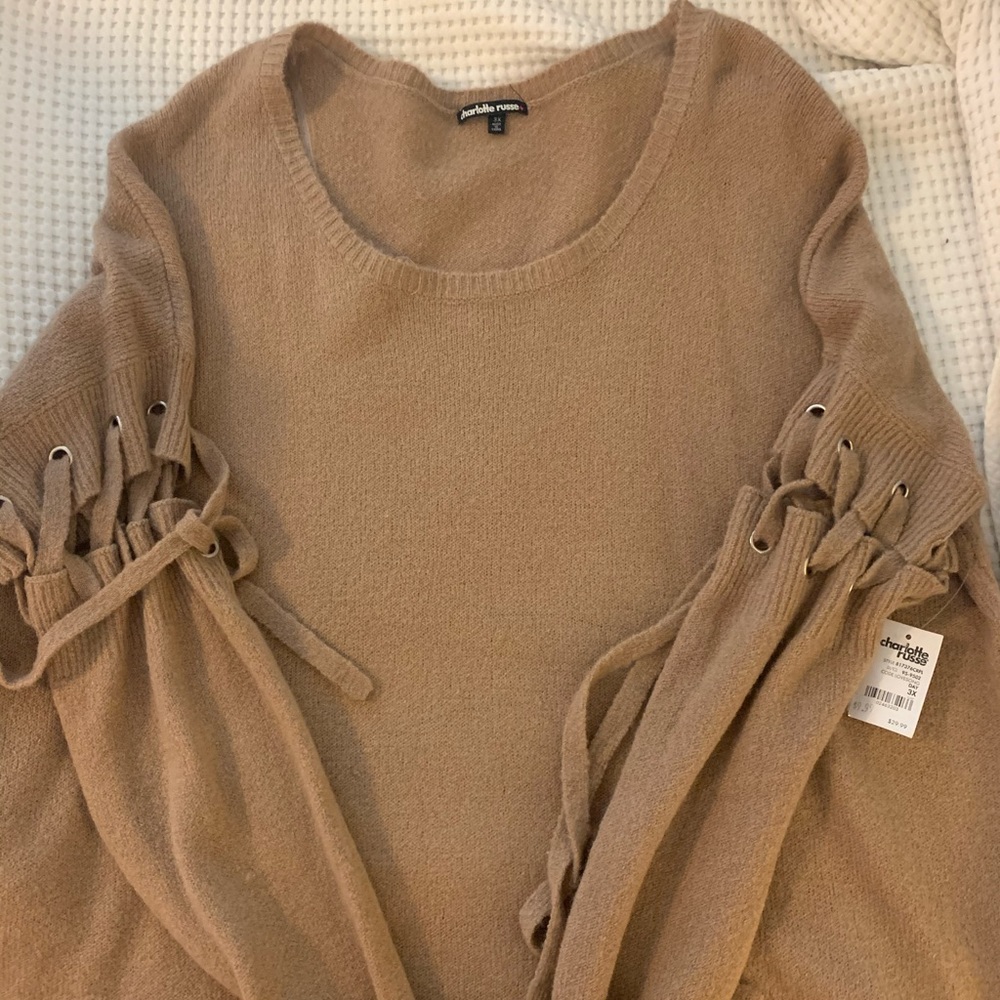 Brand new sweater with tie sleeve detail